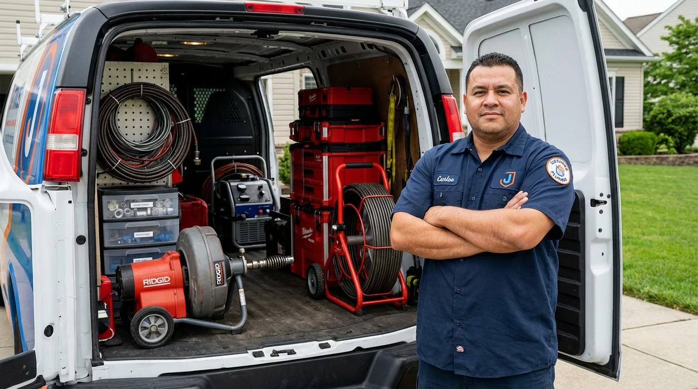 Professional drain cleaning equipment and Johns Plumbing LLC plumber in Sheridan